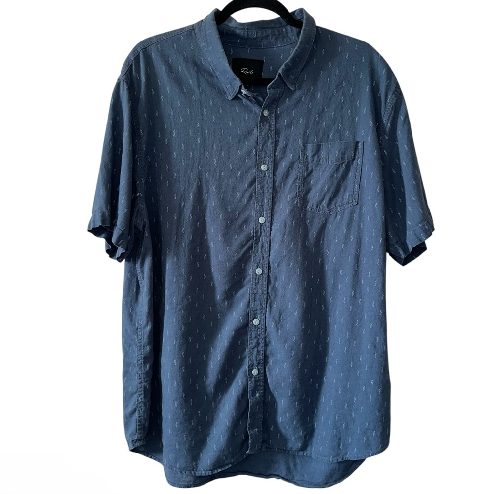 Rails Men’s Louis Leaf Navy Button Down Collared Carson Short Sleeve Shirt- XXL